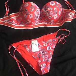 34c push up bathing suit set floral